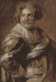 Portrait of Simon de Vos, half-length, in a falling ruff, pink jacket and satin sash, en grisaille - (after) Dyck, Sir Anthony van