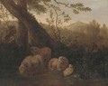 A wooded landscape with sheep in the foreground - (after) Simon Van Der Does