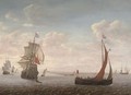 Dutch men-o'-war and other shipping in a calm - (after) Simon De Vlieger