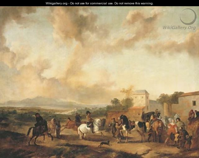 A riding school in an Italianate landscape - (after) Philips Wouwerman