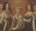 Group portrait of Louis XIII, Anne of Austria, and their son Louis XIV, flanked by Cardinal Richelieu and the Duchesse de Chevreuse - (after) Philippe De Champaigne