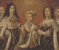 Group portrait of Louis XIII, Anne of Austria, and their son Louis XIV, flanked by Cardinal Richelieu and the Duchesse de Chevreuse - (after) Philippe De Champaigne