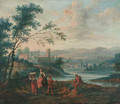 Muleteers and shepherds on tracks in riverlandscapes - (after) Pieter Bout