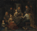 Elegant Company making Music in an Interior with a Sportsman showing a Lady Trophies of the Hunt - (after) Pieter Angillis