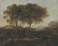 A classical wooded landscape with a goatherd and his flock - (after) Pierre-Antoine Patel