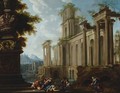 A capriccio of Roman ruins, with the death of Adonis () - (after) Pierre-Antoine Patel