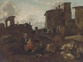 An Italainate landscape with a drover, his family and cattle - (after) Pieter Van Laer (BAMBOCCIO)