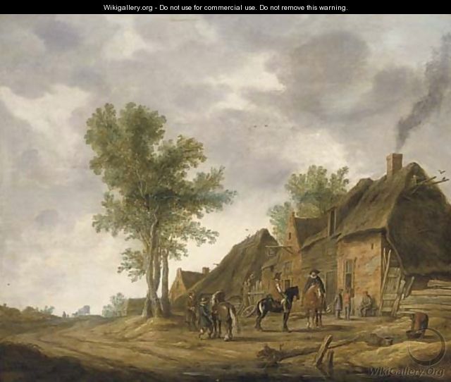 Travellers halting by a village inn - (after) Pieter De Neyn