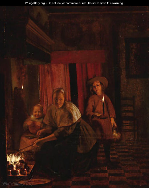 An interior with a mother and child - (after) Pieter De Hooch