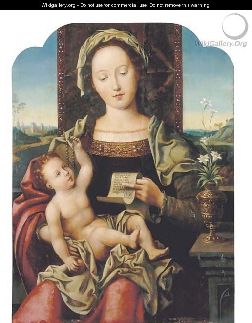 The Virgin and Child Enthroned - (after) Pieter Coecke Van Aelst