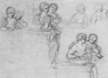 Studies of half-length figures leaning on plinths - (after) Cortona, Pietro da (Berrettini)