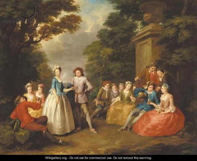 Elegant company in a garden - (after) Lancret, Nicolas