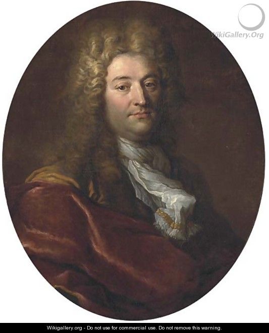 Portrait of a gentleman in a wig and a red robe - (after) Nicolas De Largilliere