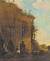Travellers by a ruin - (after) Nicolaes Bercham