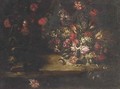 Roses, tulips and other mixed flowers on a ledge - (after) Nicola Casissa