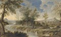 A wooded river landscape with figures on the river bank - (after) Orazio Grevenbroeck