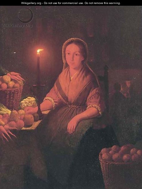 Preparing the vegetables by candle light - (after) Petrus Van Schendel