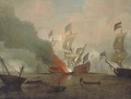The destruction of the Royal James at the battle of Solebay, 3rd May 1672 - (after) Peter Monamy