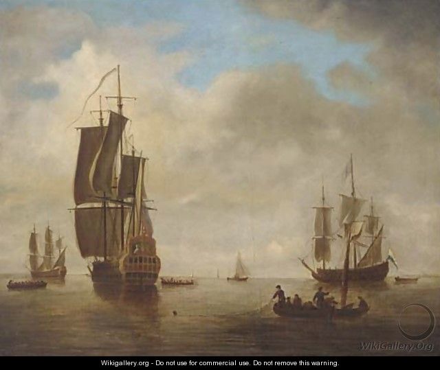 English and Dutch flagships awaiting a breeze - (after) Peter Monamy
