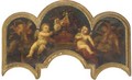 Putti with an urn of flowers on a ledge - (after) Peter Casteels