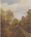 A wooded landscape with figures on a track - (after) Lodewijk De Vadder