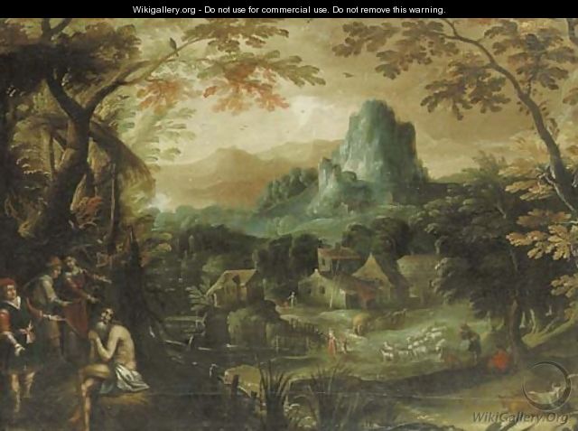 A wooded river landscape with Saint Onophrius - (after) Lodovico Pozzoserrato (see Toeput, Lodewijk)
