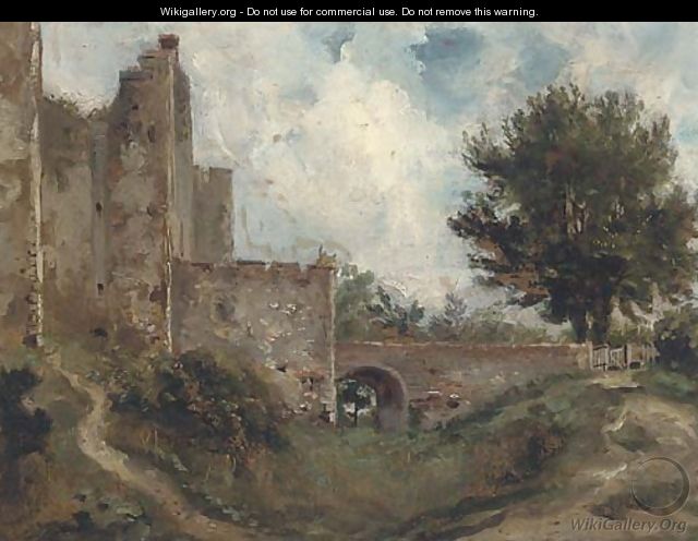A castle with a dry moat - (after) Lionel Constable