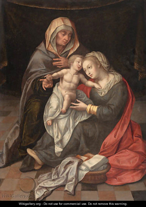 The Virgin and Child with Saint Anne - (after) Lambert Lombard