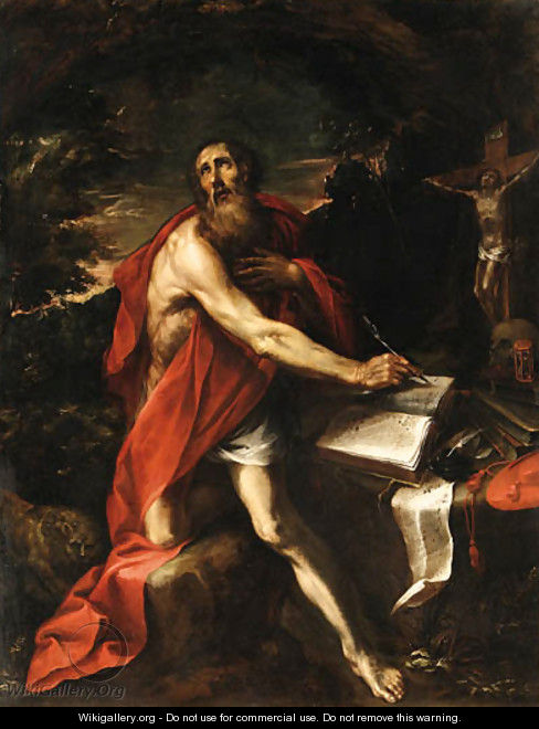 Saint Jerome in the Wilderness - (after) Luciano Borzone
