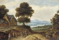 A wooded river landscape with Christ and the Centurion - (after) Lucas Van Uden