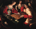 Figures playing backgammon in an interior - (after) Lucas Van Leyden
