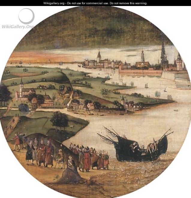 A view of the Schelde near Antwerp with the Miraculous Draught of Fishes - (after) Lucas Gassel