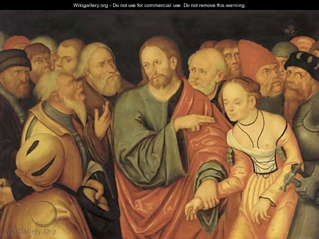 Christ and the Adulteress - (after) Lucas The Younger Cranach