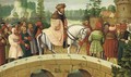 A nobleman accompanied by peasants and burghers outside a town - (after) Lucas The Elder Cranach