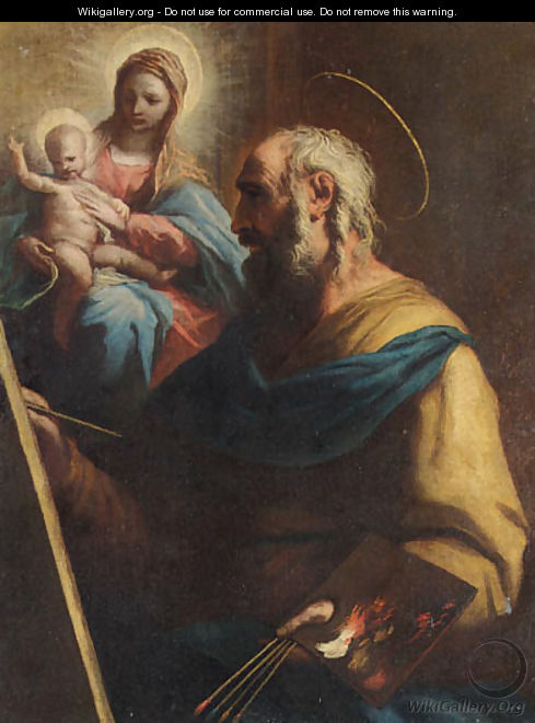 Saint Luke painting the Madonna and Child - (after) Luca Giordano