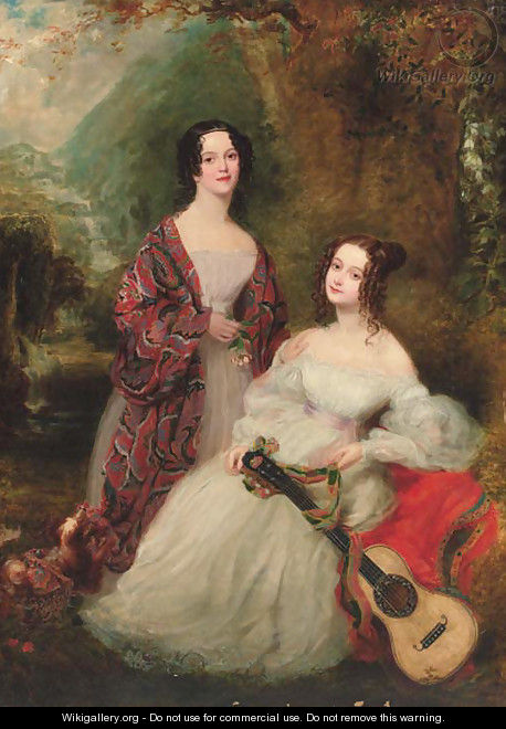 Double portrait of two sisters - (after) Margaret Sarah Carpenter