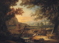 An extensive Italianate landscape with a herdsman by a stream - (after) Marco Ricci