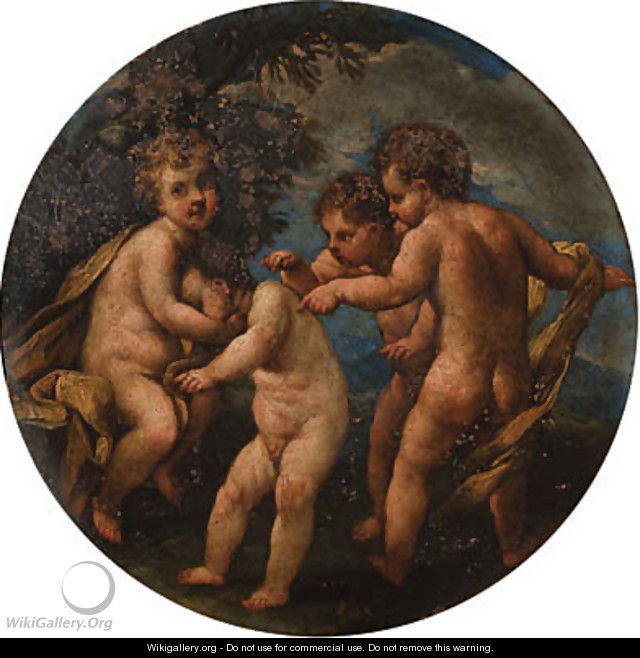 Putti disporting in landscapes - (after) Marcantonio Franceschini