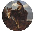 A young boy on a donkey - (after) John Joseph Barker Of Bath