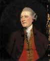 Portrait of a gentleman, half-length, in a brown coat and red waistcoat with gold trim, feigned oval - (after) Hoppner, John