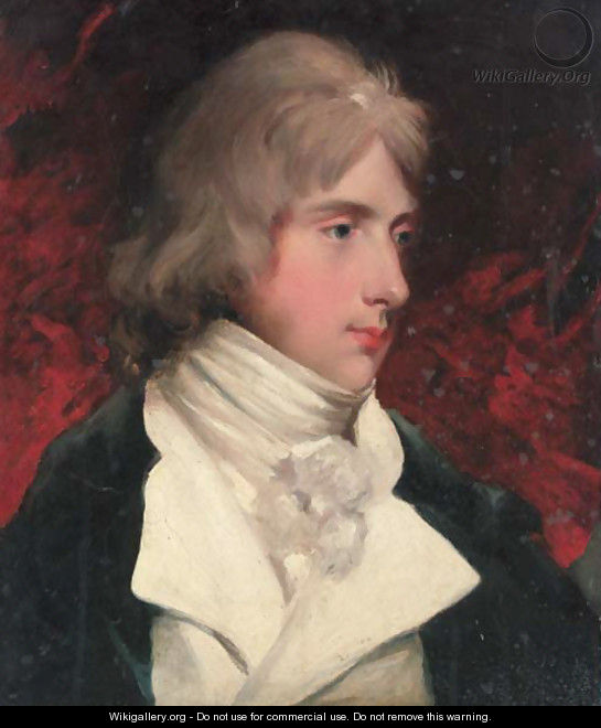 Portrait of Hugo Meynell, bust-length, in a black coat and white waistcoat - (after) Hoppner, John