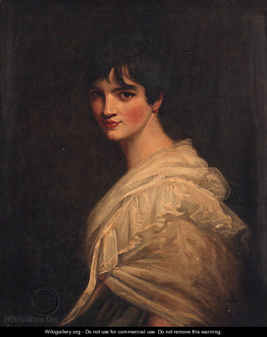 Portrait of a Lady, quarter-length, in a white dress - (after) Hoppner, John