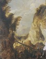 A mountainous landscape with travellers on a bridge - Joos Or Josse De, The Younger Momper