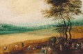 A summer landscape with peasants harvesting - (after) Joos Or Josse De, The Younger Momper