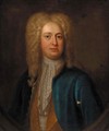 Portrait of a gentleman, quarter-length, in a blue coat and gold waistcoat, feigned oval - (after) Richardson. Jonathan