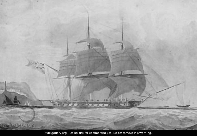 A Frigate Off Genoa - (after) James Wilson Carmichael