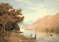 Rowing on the lake, a glorious morning - (after) John Varley