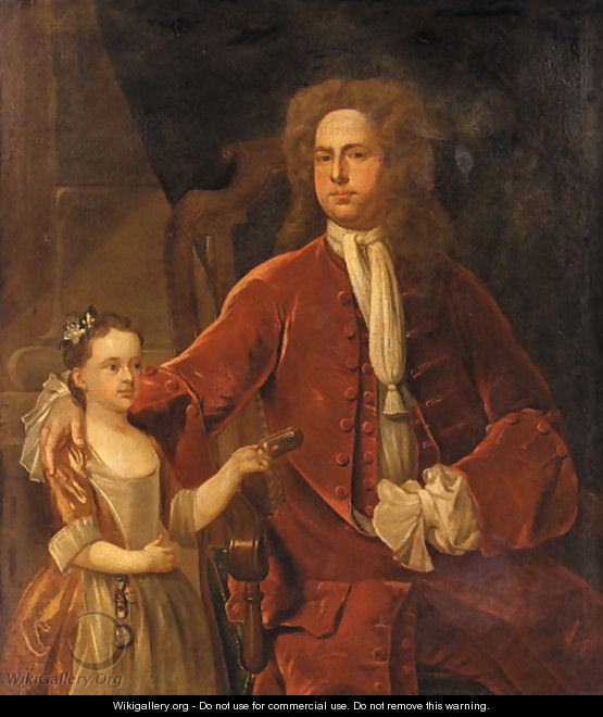 Portrait of a gentleman and his daughter - (after) John Smybert