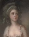 Portrait of a young lady, bust-length, with a blue ribbon in her hair - (after) Russell, John
