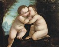 A wooded landscape with Jesus and Saint John as infants - (after) Cleve, Joos van